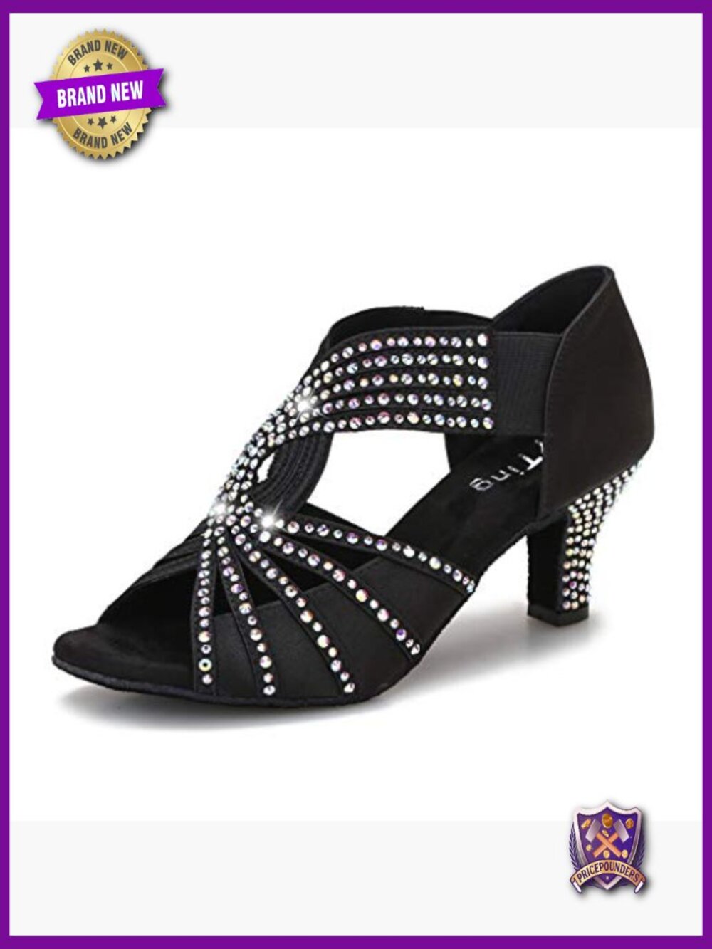 Rhinestones Ballroom Dance Shoes Latin Salsa Wedding Practice 2.5in Heels - Picture 6 of 7